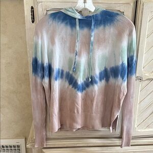 Evereve Jamison Sweater Hoodie Tie Dye Blush/Green/Blue Size Small